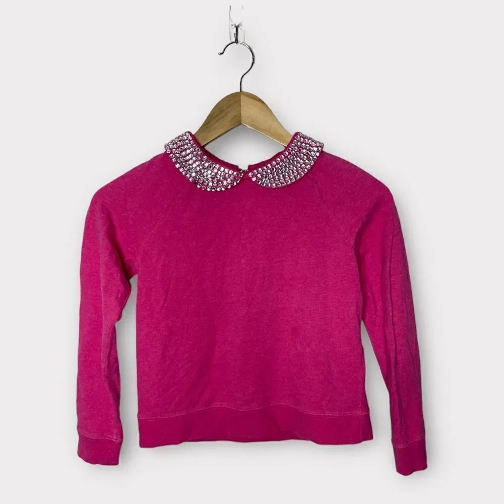 Kate Spade Girls Rhinestone Embellished Collar Pink Sweater